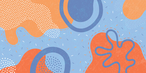 Fototapeta premium Cute doodle pattern background with abstract shapes and dots. Modern vector pattern for Banner, Flyer, Cover...
