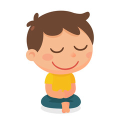 A child doing meditation to calm down oneself.