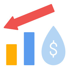 Oil Price Decrease Flat Multicolor Icon