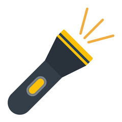 Police Flashlight Flat Multicolor Icon