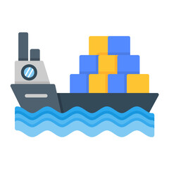 Cargo Ship Flat Multicolor Icon