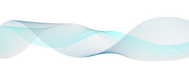 Abstract colorful blue lines on a white background. Blending gradient colors. Digital frequency track equalizer. Line art. Vector illustration.
