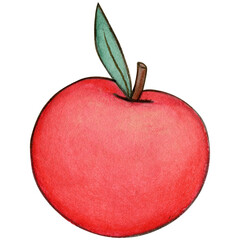 Watercolor cute cartoon apple