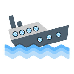 Boat Sink Flat Multicolor Icon