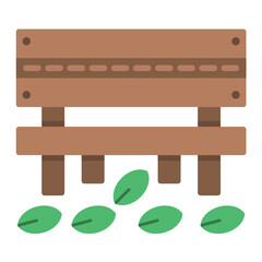Autumn Bench Flat Multicolor Icon