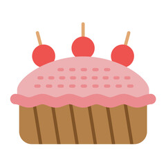 Cherry Pie Flat Multicolor Icon
