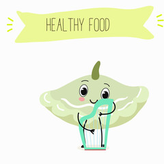 Illustration with funny characters marrow, pattypan,courgette, crop, zucchini, patisson.  Funny and healthy food. Vitamins, cute face food, ingredients, vegetarianism, vector cartoon, antioxidant.