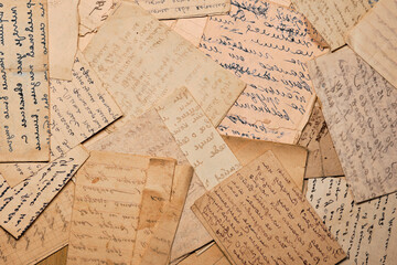Postal letters written in ink on old paper