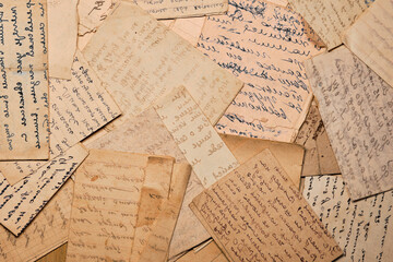 Obraz premium Postal letters written in ink on old paper