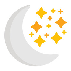Waxing Moon Flat Multicolor Icon