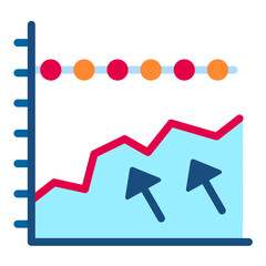 Multiple Trend Chart Flat Multicolor Icon