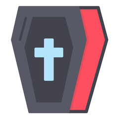 Obraz premium Coffin Flat Multicolor Icon