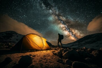 camping in the night ai generative 