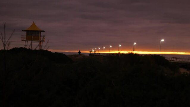 Beach at Sunset over Jetty on Semaphore Beach Sunset  Photographer on Sand Dunes