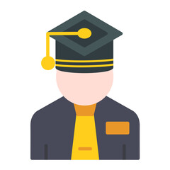 Graduate Flat Multicolor Icon
