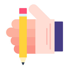 Hand Pencil Flat Multicolor Icon