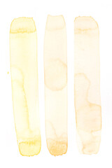 Watercolor template with stripes on white background isolated.