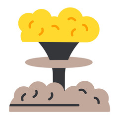 Nuclear Explosion Flat Multicolor Icon