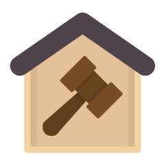 House Auction Flat Multicolor Icon