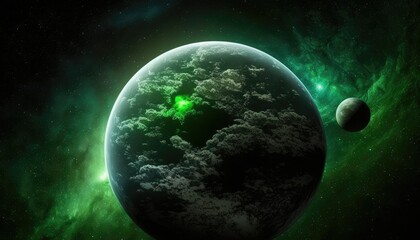 Obraz na płótnie Canvas Green planet beautiful illustrations, ai art