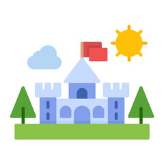 Castle Landscape Flat Multicolor Icon