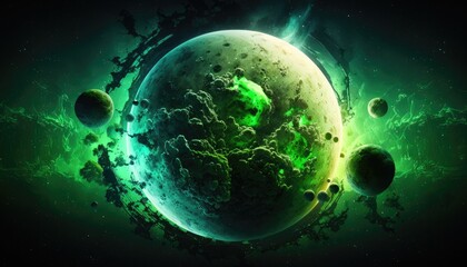 Obraz na płótnie Canvas Green planet beautiful illustrations, ai art