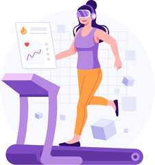 Running on metaverse flat illustration