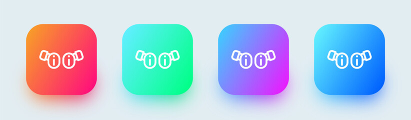 Earbuds line icon in square gradient colors. Wireless earphones signs vector illustration.