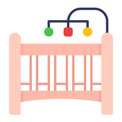 Baby Crib Flat Multicolor Icon