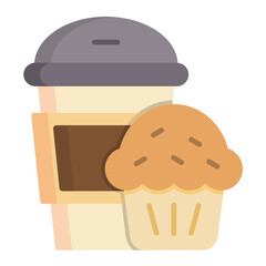 Coffee Muffin Flat Multicolor Icon