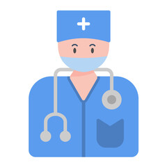 Male Surgeon Flat Multicolor Icon