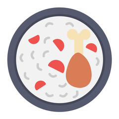 Chicken Rice Flat Multicolor Icon