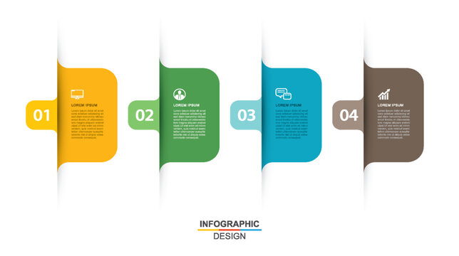 4 data infographics tab paper index template. Vector illustration abstract background.