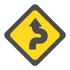 Windy Road Flat Multicolor Icon