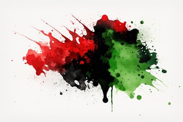 Watercolor Paint Powder Splat Red Green Black Explosive blob drip splodge spot Mark With an Explosion of Color, Movement and Artistic Flair Illustration Fun, Expressive