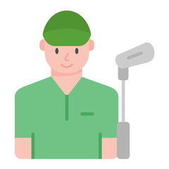 Golf Player Flat Multicolor Icon