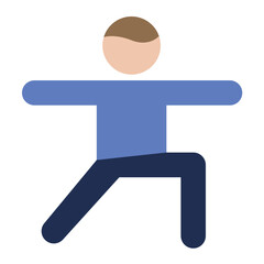 Warrior Pose Right Flat Multicolor Icon