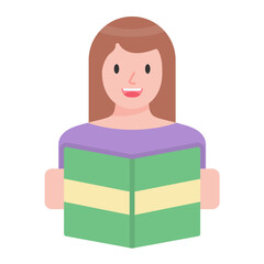 Woman Reading Flat Multicolor Icon