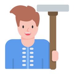 Man Holding Wiper Flat Multicolor Icon