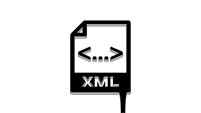Black XML file document. Download xml button icon isolated on white background. XML file symbol. 4K Video motion graphic animation