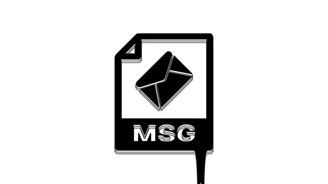 Black MSG file document. Download msg button icon isolated on white background. MSG file symbol. 4K Video motion graphic animation