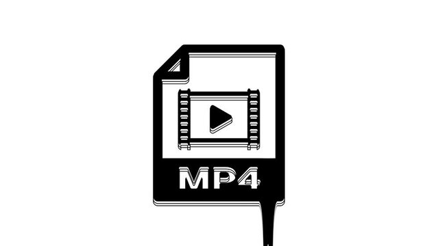 Black MP4 file document. Download mp4 button icon isolated on white background. MP4 file symbol. 4K Video motion graphic animation