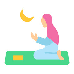 Women Praying Flat Multicolor Icon
