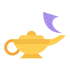 Arabian Magic Lamp Flat Multicolor Icon