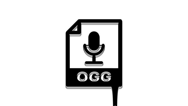Black OGG file document. Download ogg button icon isolated on white background. OGG file symbol. 4K Video motion graphic animation
