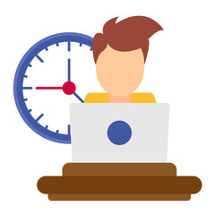 Non Stop Working Flat Multicolor Icon