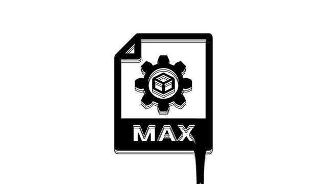 Black MAX file document. Download max button icon isolated on white background. MAX file symbol. 4K Video motion graphic animation