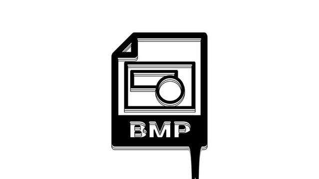 Black BMP file document. Download bmp button icon isolated on white background. BMP file symbol. 4K Video motion graphic animation