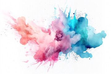 Watercolor Paint Powder Splat Blue White Pink Explosive blob drip splodge spot Mark With an Explosion of Color, Movement and Artistic Flair Illustration Fun, Expressive