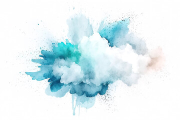 Watercolor Paint Powder Splat Blue White Explosive blob drip splodge spot Mark With an Explosion of Color, Movement and Artistic Flair Illustration Fun, Expressive